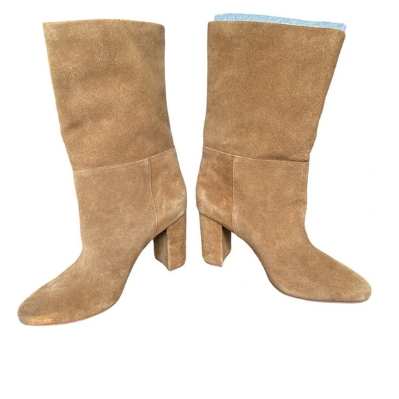 Chinese Laundry Keep Up Honey Brown Suede Leather Mid-Calf High Heel Boot Sz 10 - Picture 5 of 12